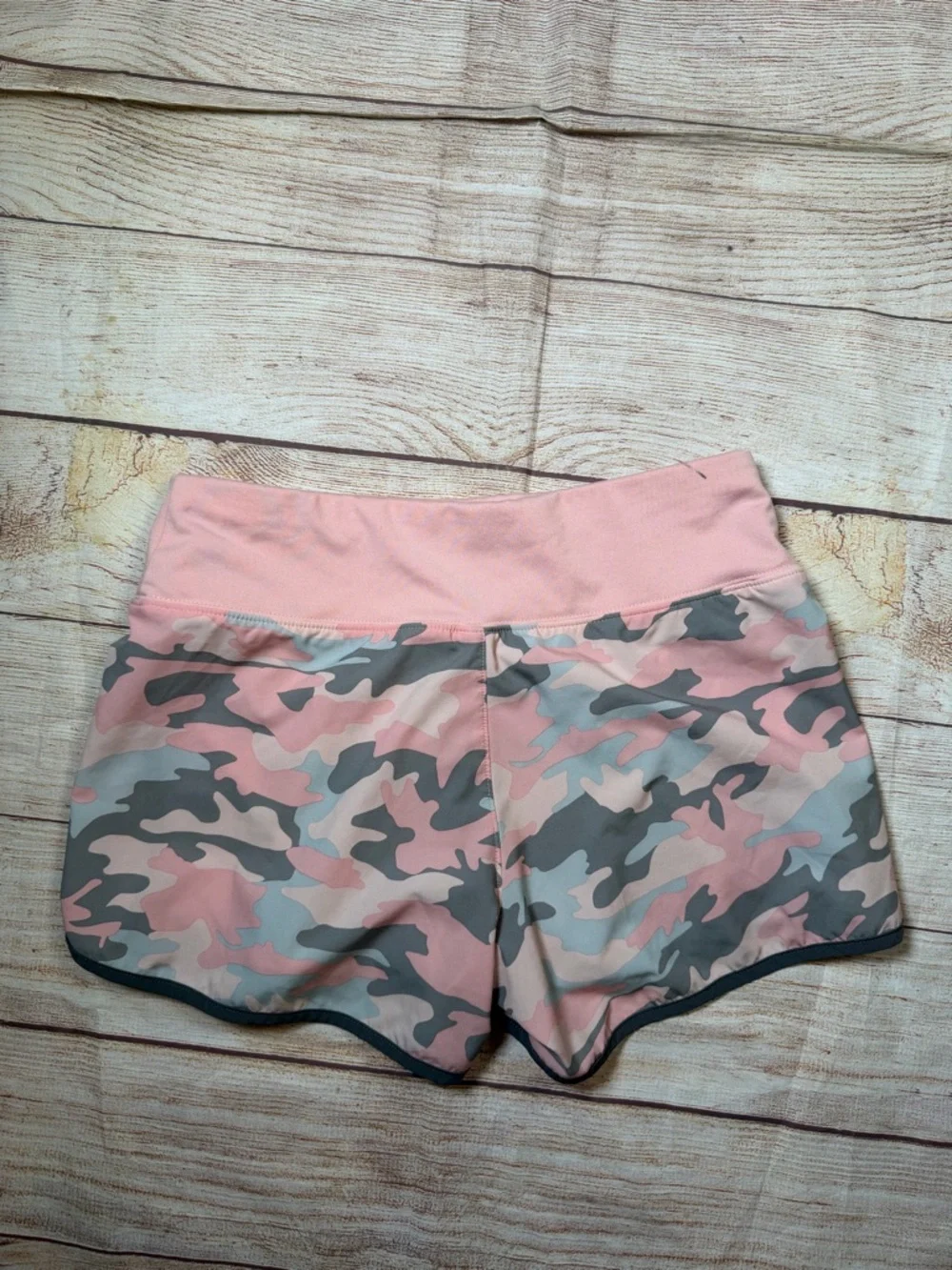 Justice Pink and Gray Camo Athletic Shorts